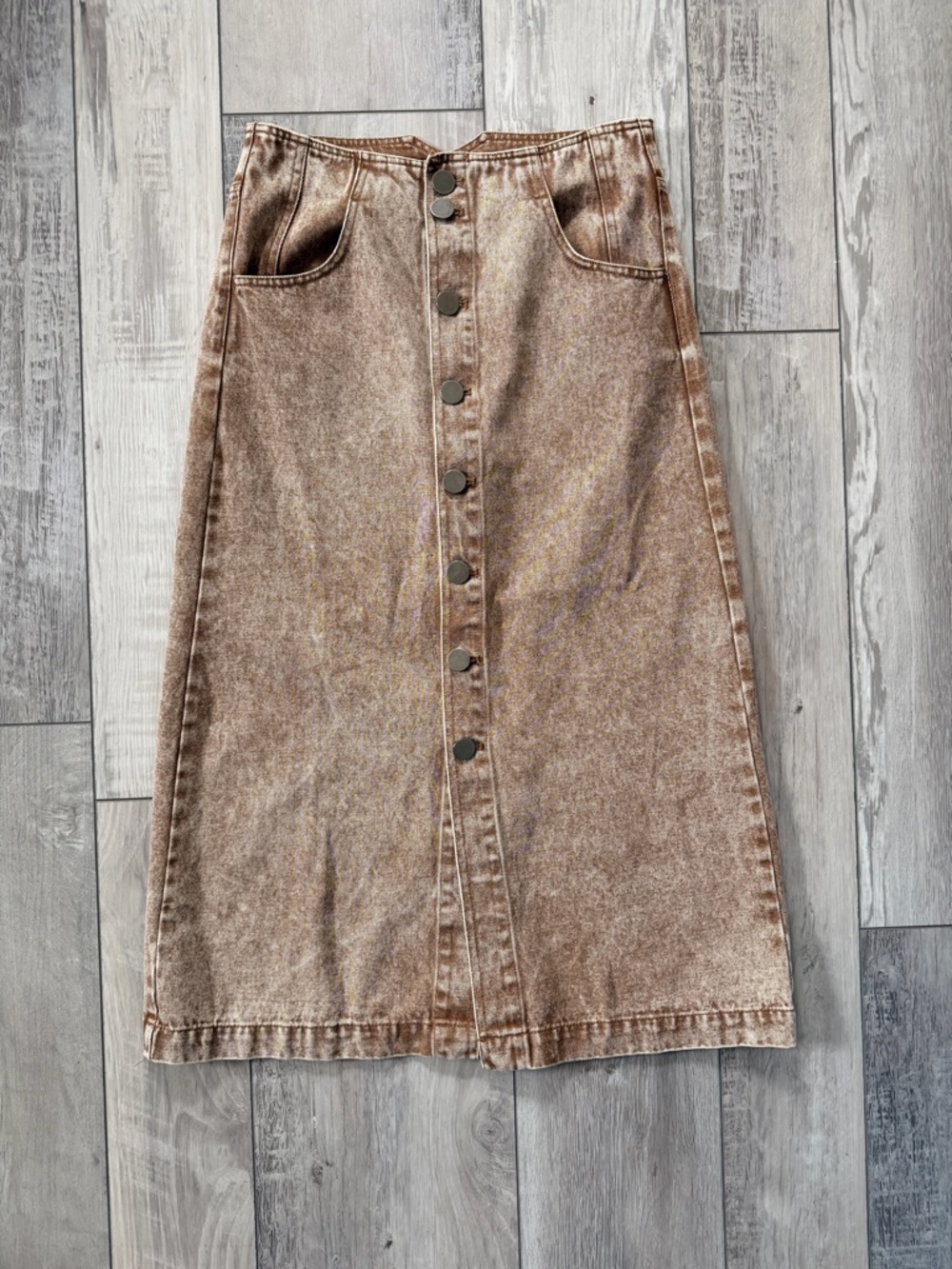 NWT- SoMe Steph Mineral Button Front Midi Denim Skirt size small - Picture 7 of 11